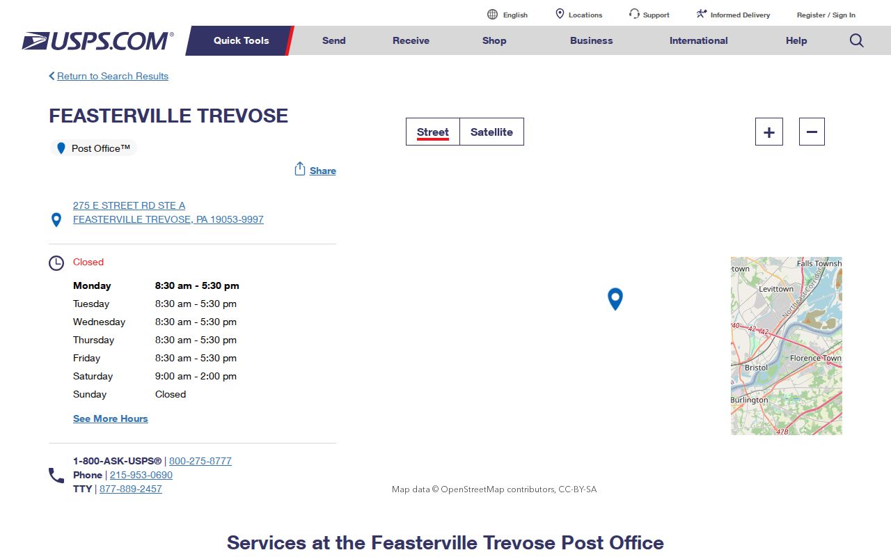 Lower Southampton Township ZIP code directory Feasterville Trevose Post Office