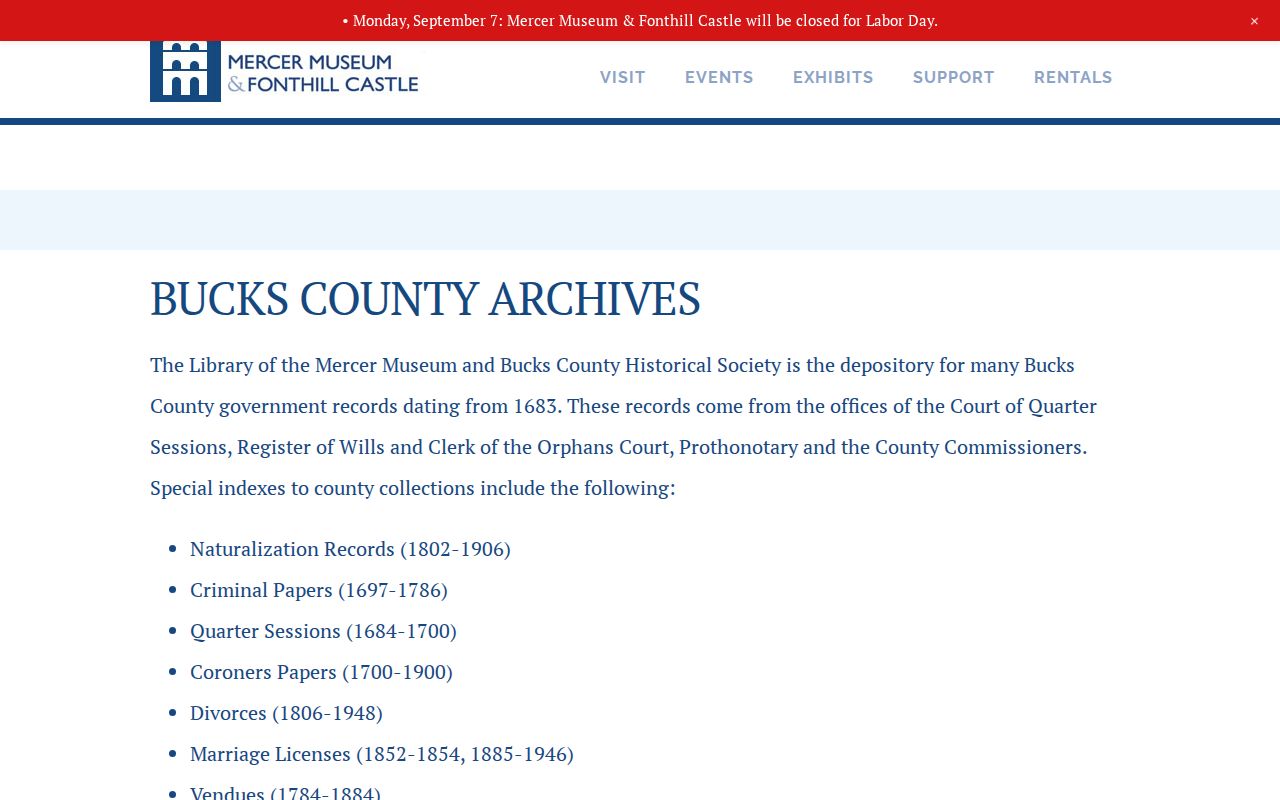 Lower Southampton Township city directory archive research at the Mercer Museum Bucks County Archives