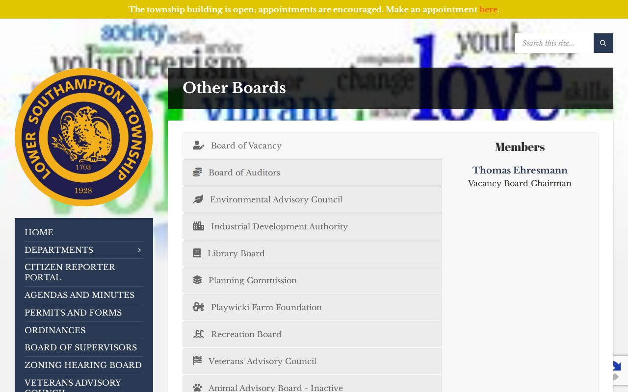Lower Southampton Township neighbors public boards and civic contacts page
