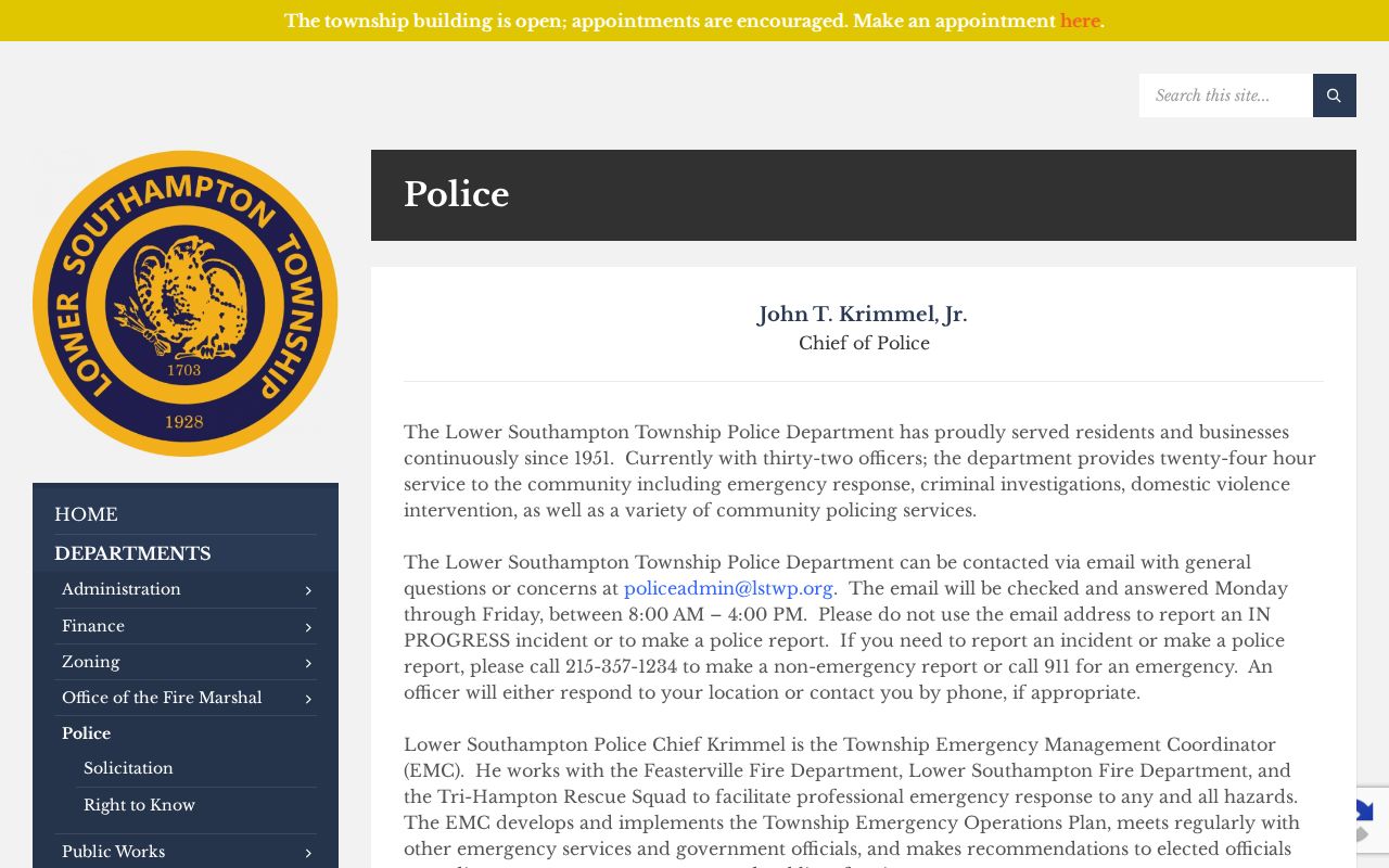 Lower Southampton Township neighbors Town Watch police community program page